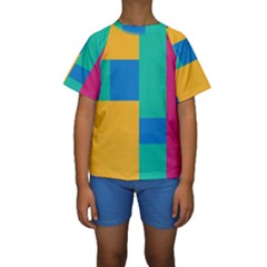 Squares  Kids  Short Sleeve Swimwear by Sobalvarro