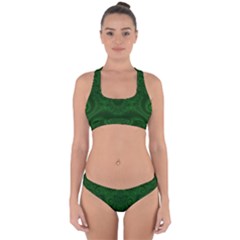 Emerald Green Spirals Cross Back Hipster Bikini Set by SpinnyChairDesigns
