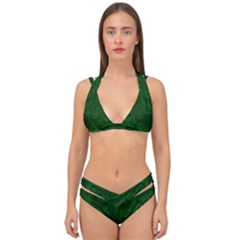 Emerald Green Spirals Double Strap Halter Bikini Set by SpinnyChairDesigns