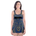 Navy Blue and Gold Swirls Skater Dress Swimsuit View1