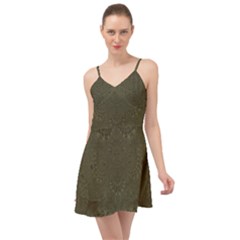 Rustic Green Brown Swirls Summer Time Chiffon Dress by SpinnyChairDesigns