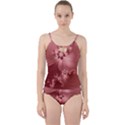Coral Pink Floral Print Cut Out Top Tankini Set View1