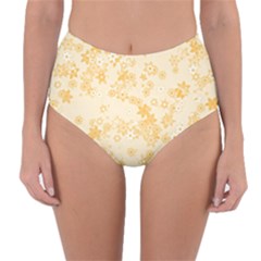 Yellow Flowers Floral Print Reversible High-waist Bikini Bottoms by SpinnyChairDesigns