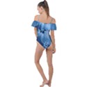Steel Blue Flowers Frill Detail One Piece Swimsuit View2