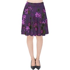 Purple Flowers Velvet High Waist Skirt by SpinnyChairDesigns
