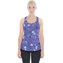Slate Blue With White Flowers Piece Up Tank Top by SpinnyChairDesigns