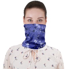 Slate Blue With White Flowers Face Covering Bandana (adult) by SpinnyChairDesigns