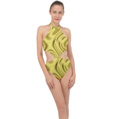 Golden Wave Halter Side Cut Swimsuit by Sabelacarlos