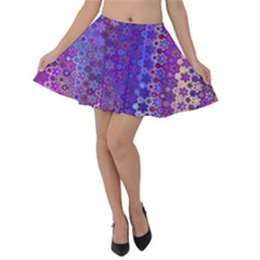 Boho Purple Floral Print Velvet Skater Skirt by SpinnyChairDesigns