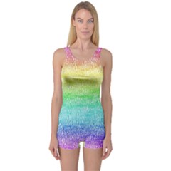 Rainbow Ombre Texture One Piece Boyleg Swimsuit by SpinnyChairDesigns