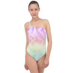 Pastel Rainbow Tie Dye Classic One Shoulder Swimsuit by SpinnyChairDesigns