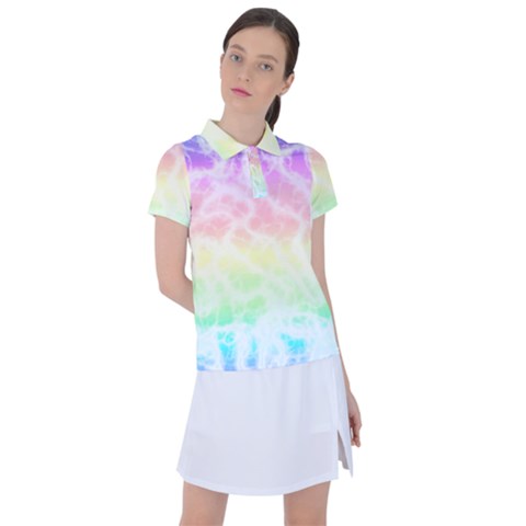 Pastel Rainbow Tie Dye Women s Polo Tee by SpinnyChairDesigns