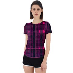 Pink Black Punk Plaid Back Cut Out Sport Tee by SpinnyChairDesigns