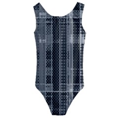 Black Punk Plaid Kids  Cut-out Back One Piece Swimsuit by SpinnyChairDesigns