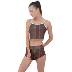 Rust Brown Grunge Plaid Summer Cropped Co-ord Set by SpinnyChairDesigns
