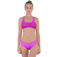 Fuchsia Ombre Color  Criss Cross Bikini Set by SpinnyChairDesigns