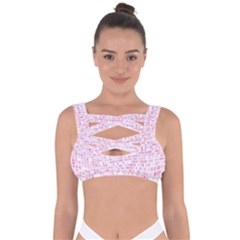 Pink And White Checkered Bandaged Up Bikini Top by SpinnyChairDesigns