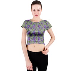 Flowers Everywhere And Anywhere In A Collage Crew Neck Crop Top by pepitasart