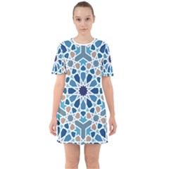 Arabic Geometric Design Pattern  Sixties Short Sleeve Mini Dress by LoolyElzayat
