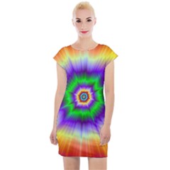 Psychedelic Trance Cap Sleeve Bodycon Dress by Filthyphil