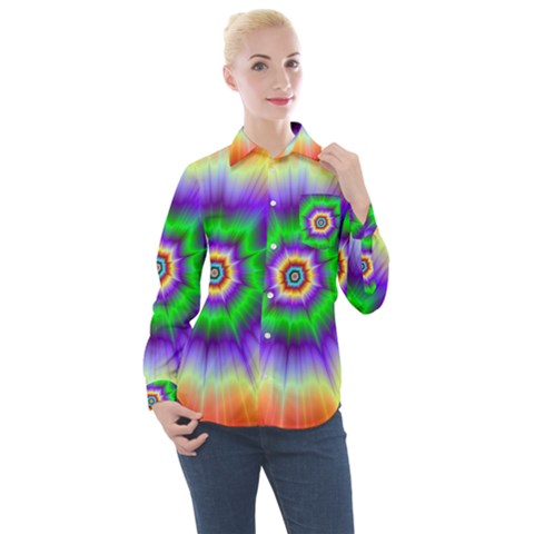 Psychedelic Explosion Women s Long Sleeve Pocket Shirt by Filthyphil