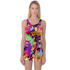 Psychedelic Geometry One Piece Boyleg Swimsuit by Filthyphil