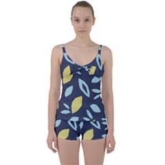 Laser Lemon Navy Tie Front Two Piece Tankini by andStretch