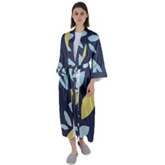 Laser Lemon Navy Maxi Satin Kimono by andStretch
