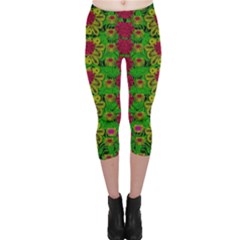 Rainbow Forest The Home Of The Metal Peacocks Capri Leggings  by pepitasart
