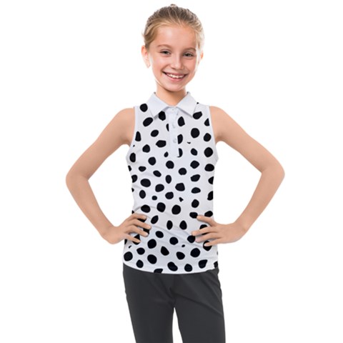  Black And White Seamless Cheetah Spots Kids  Sleeveless Polo Tee by LoolyElzayat