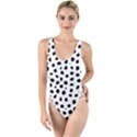 Black And White Seamless Cheetah Spots White High Leg Strappy Swimsuit View1