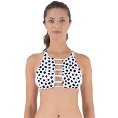 Black And White Seamless Cheetah Spots White Perfectly Cut Out Bikini Top by LoolyElzayat