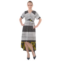 Asphalt Begin Bright Expectation Front Wrap High Low Dress by HermanTelo