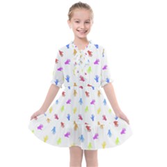 Multicolored Hands Silhouette Motif Design Kids  All Frills Chiffon Dress by dflcprintsclothing