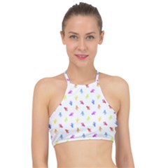Multicolored Hands Silhouette Motif Design Racer Front Bikini Top by dflcprintsclothing