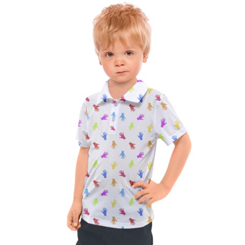 Multicolored Hands Silhouette Motif Design Kids  Polo Tee by dflcprintsclothing