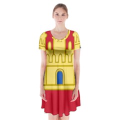 Royal Arms Of Castile  Short Sleeve V-neck Flare Dress by abbeyz71