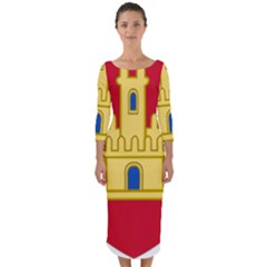 Royal Arms Of Castile  Quarter Sleeve Midi Bodycon Dress by abbeyz71