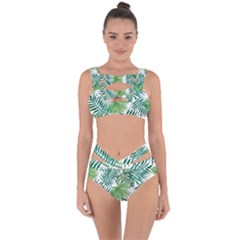 Green Tropical Leaves Bandaged Up Bikini Set  by goljakoff