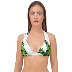 Green Banana Leaves Double Strap Halter Bikini Top by goljakoff