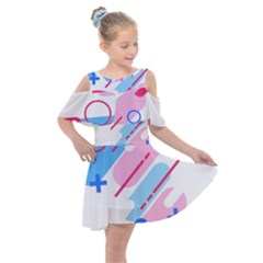 Abstract Geometric Pattern  Kids  Shoulder Cutout Chiffon Dress by brightlightarts