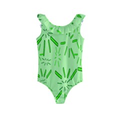 Electric Lime Kids  Frill Swimsuit by Janetaudreywilson
