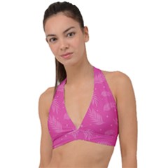 Abstract Summer Pink Pattern Halter Plunge Bikini Top by brightlightarts