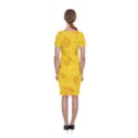 Abstract Yellow Floral Pattern Classic Short Sleeve Midi Dress View2