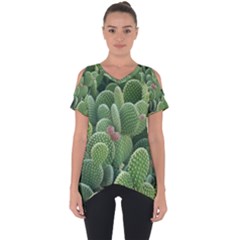 Green Cactus Cut Out Side Drop Tee by Sparkle