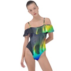 Rainbowcat Frill Detail One Piece Swimsuit by Sparkle