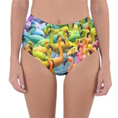 Rainbow Flamingos Reversible High-waist Bikini Bottoms by Sparkle