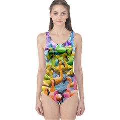 Rainbow Flamingos One Piece Swimsuit by Sparkle