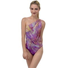 Marbling Abstract Layers To One Side Swimsuit by kaleidomarblingart