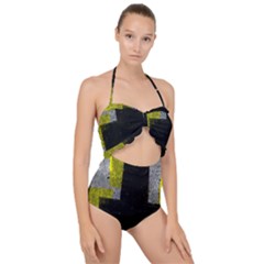 Abstract Tiles Scallop Top Cut Out Swimsuit by essentialimage